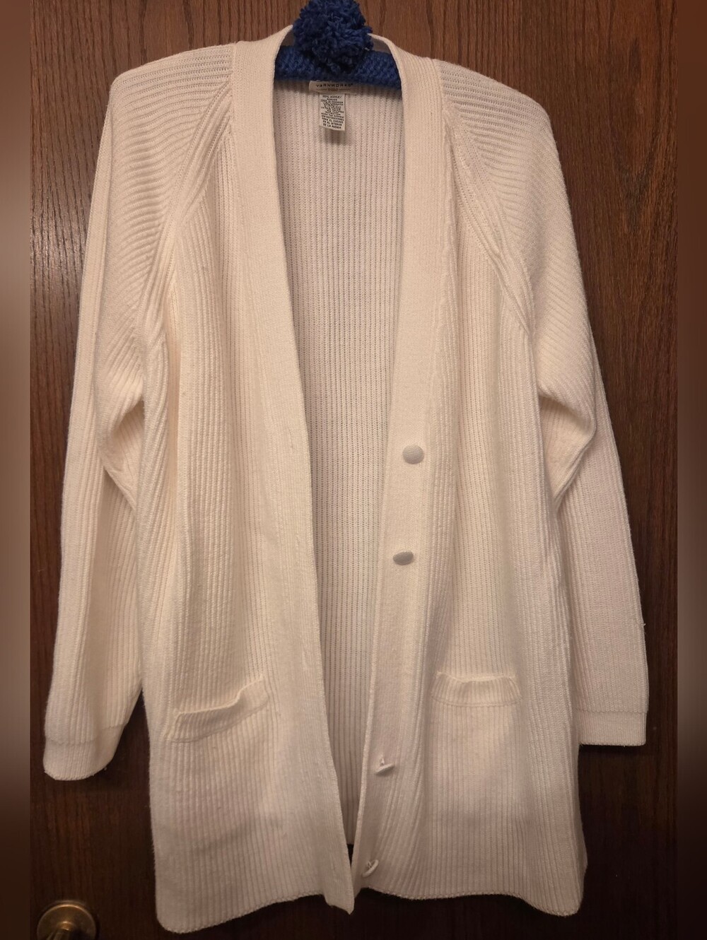 UC Yarnworks Heavy Cream Button-Front Ribbed Knit Women's Cardigan XL